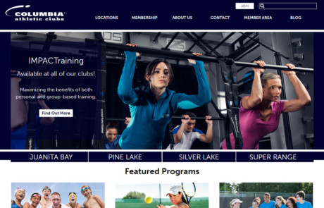 Screenshot of Columbia Athletic's website homepage