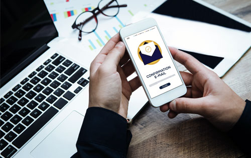Confirmation email notification on mobile phone