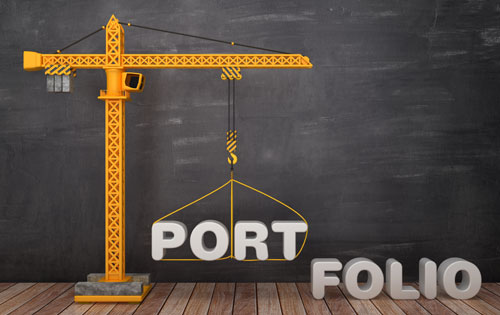 Portfolio-Add-On Render of a crane lifting the text "portfolio"