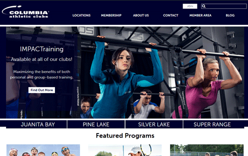 Screenshot of Columbia Athletic's website homepage