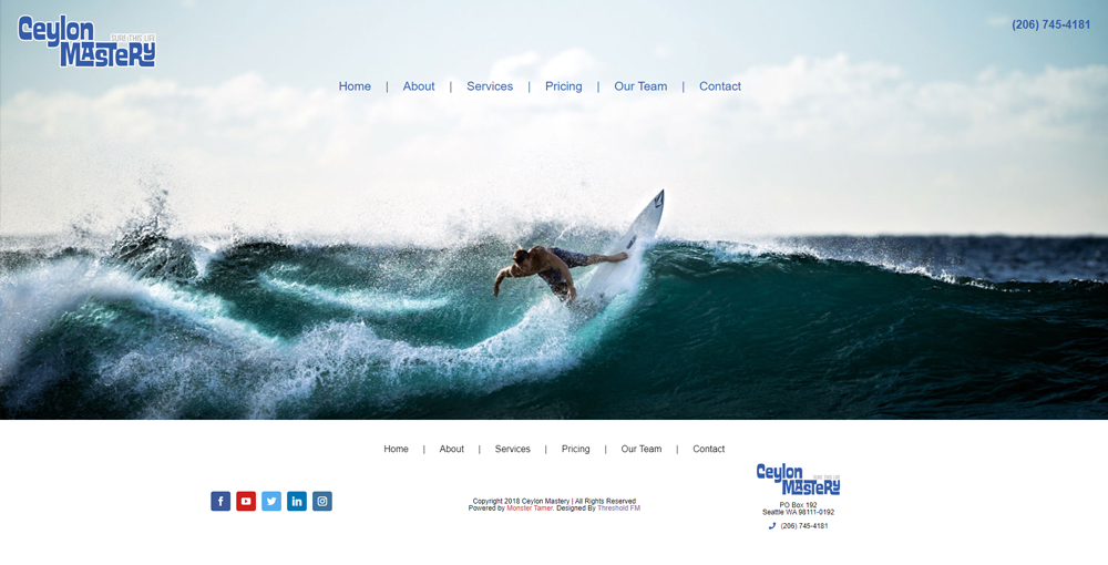 Screenshot of Ceylon Mastery's website homepage