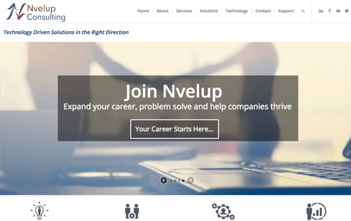 Screenshot of Nvelup Consulting's website homepage