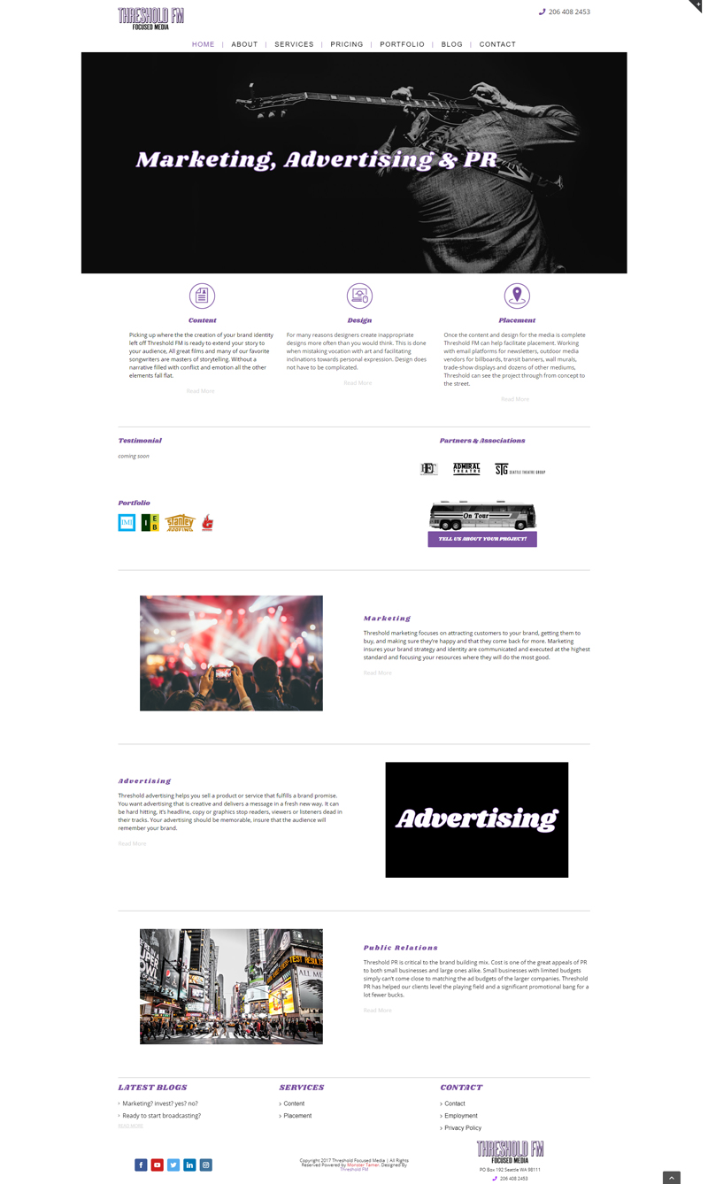 Screenshot of Threshold FM's website homepage