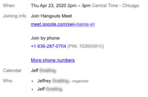 Google Hangouts Email Invitation