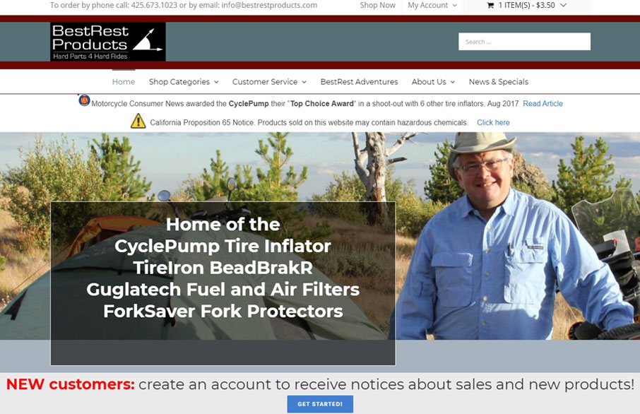website screenshot of best rest product's homepage